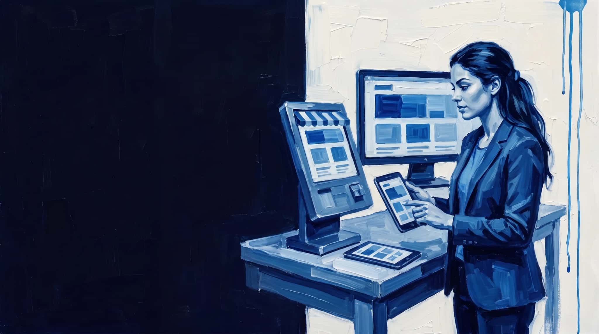 Pintura al óleo en azul: una ingeniera de front-end compara la misma tienda en el teléfono, la tablet, un tótem y el monitor
