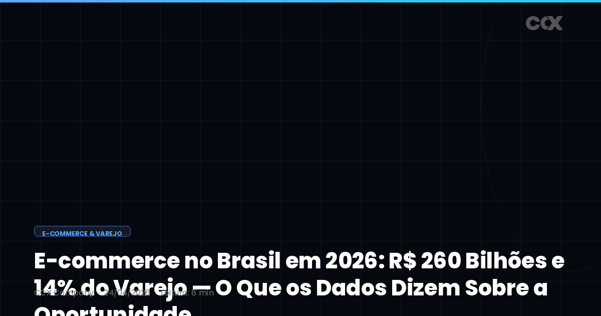 E-commerce no Brasil em 2026: R$ 260 Bilhões e Apenas 14% do Varejo — O Que os Dados Dizem Sobre a Oportunidade