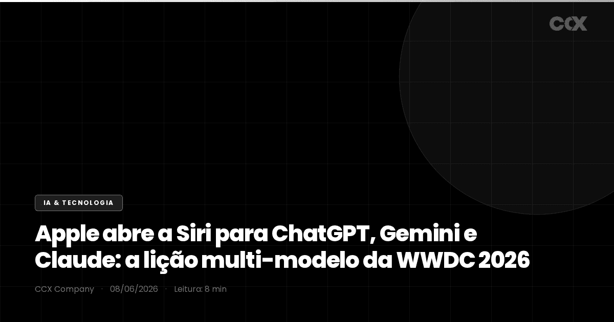 Apple abre a Siri para ChatGPT, Gemini e Claude: o que a estratégia multi-modelo da WWDC 2026 ensina sobre IA na sua empresa