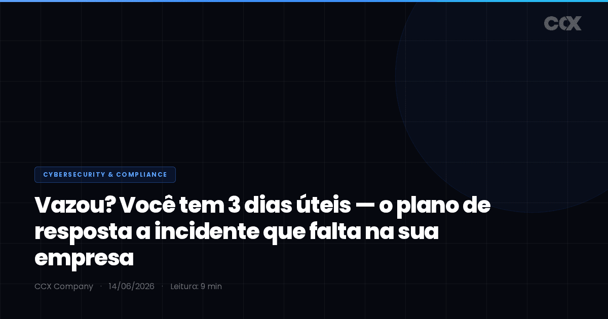 Vazou? Você tem 3 dias úteis — o plano de resposta a incidente que falta na sua empresa