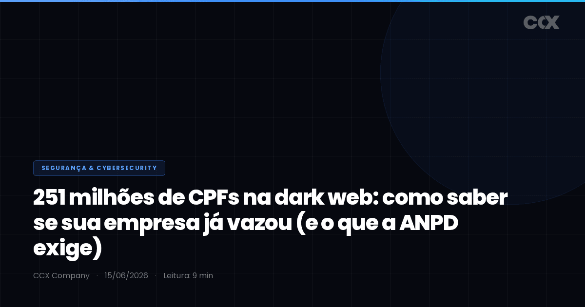 251 milhões de CPFs na dark web: como saber se sua empresa já vazou (e o que a ANPD exige)
