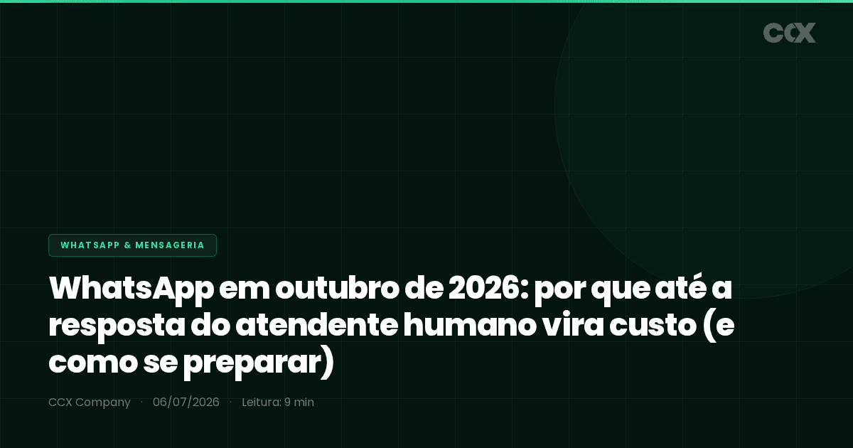 WhatsApp em outubro de 2026: por que até a resposta do atendente humano vira custo (e como se preparar)