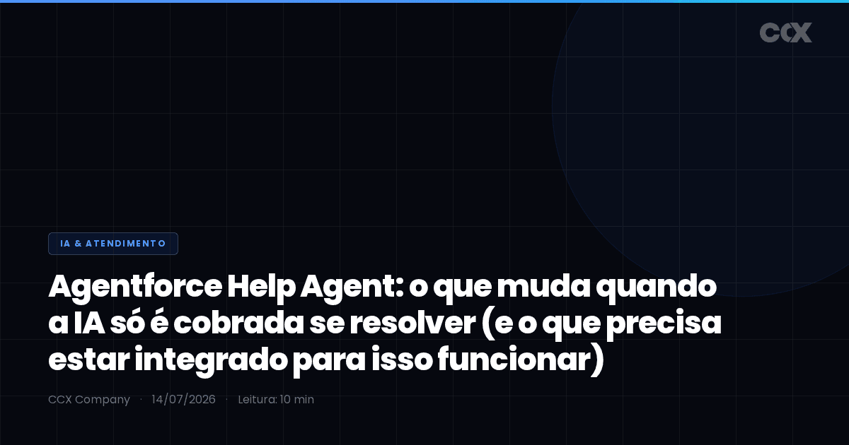 Agentforce Help Agent: o que muda quando a IA só é cobrada se resolver (e o que precisa estar integrado para isso funcionar)