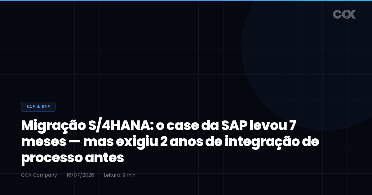 Migração S/4HANA: o case de sucesso da SAP levou 7 meses — mas exigiu 2 anos de integração de processo antes