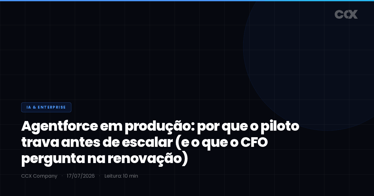 Agentforce em produção: por que o piloto trava antes de escalar (e o que o CFO pergunta na renovação)