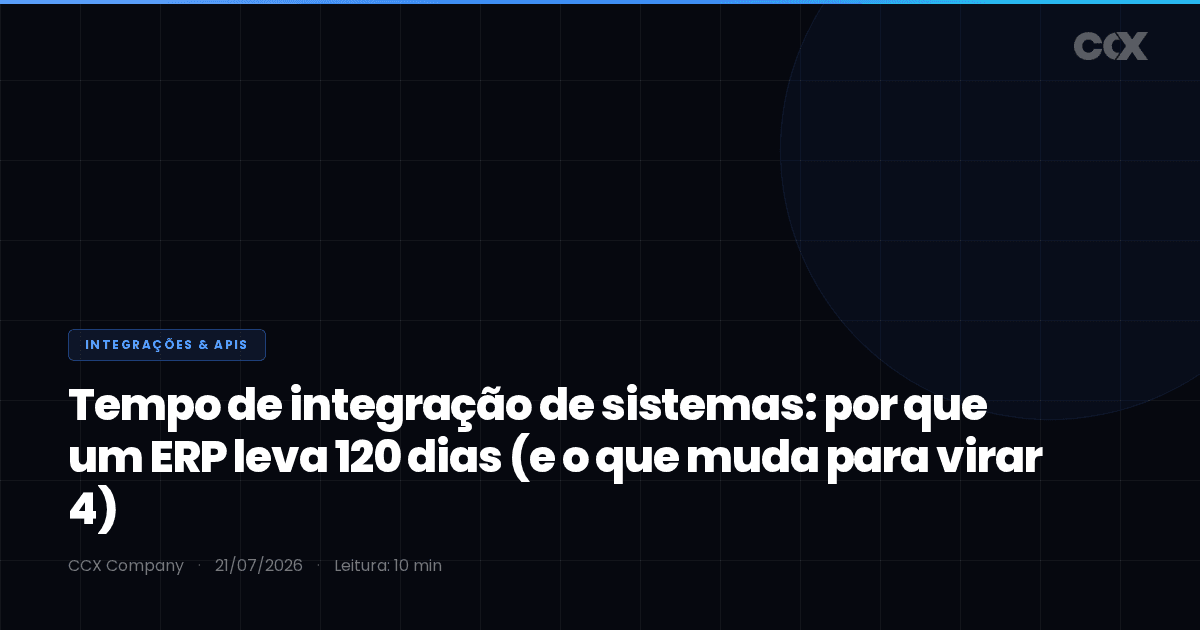 Tempo de integração de sistemas: por que um ERP leva 120 dias (e o que muda para virar 4)