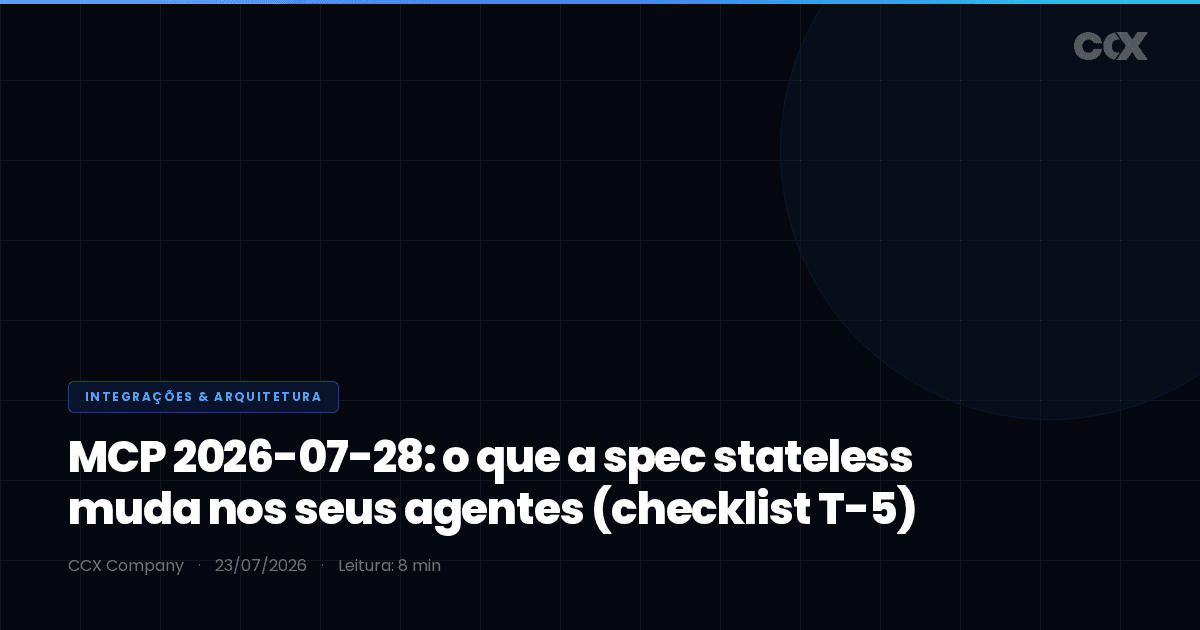 MCP 2026-07-28: o que a spec stateless muda nos seus agentes (checklist T-5)