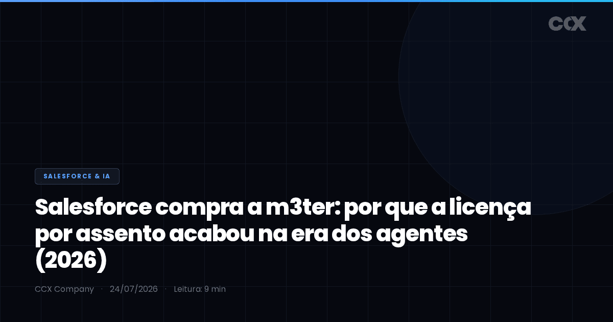 Salesforce compra a m3ter: por que a licença por assento acabou na era dos agentes (2026)