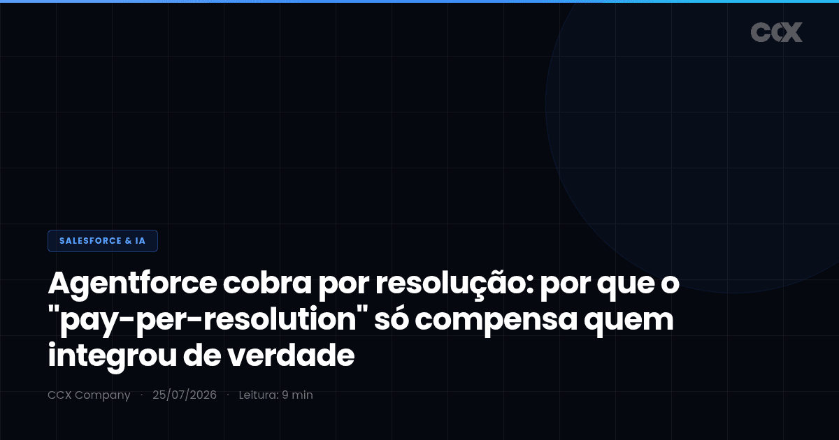Agentforce cobra por resolução: por que o "pay-per-resolution" só compensa quem integrou de verdade (2026)