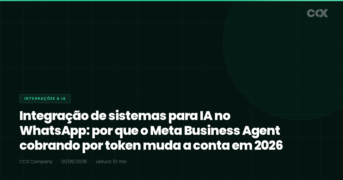 Integração de sistemas para IA no WhatsApp: por que o Meta Business Agent cobrando por token muda a conta em 2026