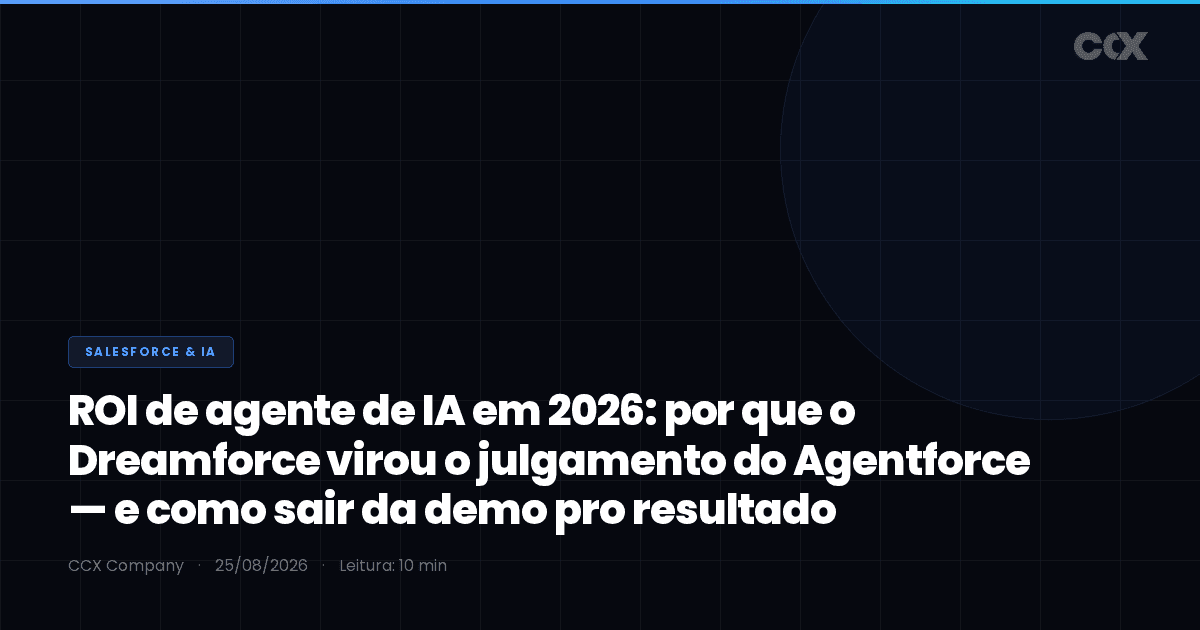 ROI de agente de IA em 2026: por que o Dreamforce virou o julgamento do Agentforce — e como sair da demo pro resultado (dado, integração e métrica)