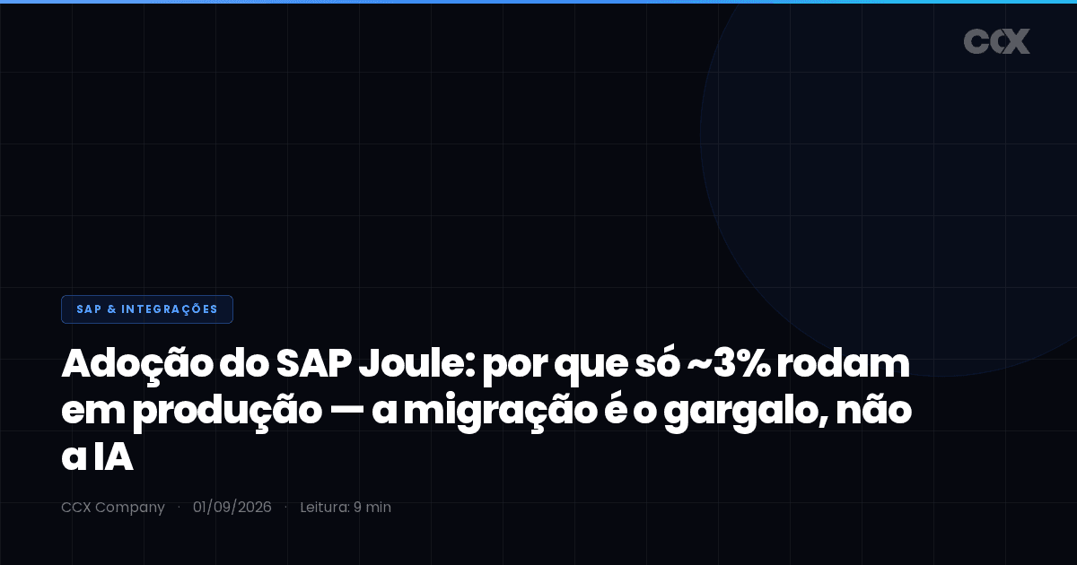 Adoção do SAP Joule: por que só ~3% rodam em produção — a migração é o gargalo, não a IA (fundação primeiro, Joule depois)